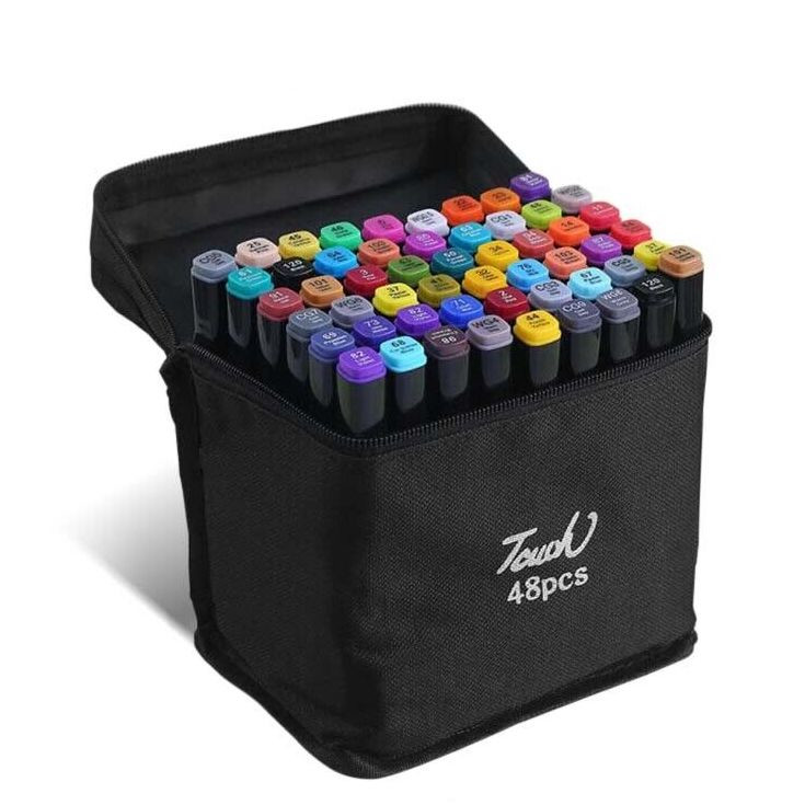 0d82ed5000a5c094ae1ec7dbeee1cf7a.jpg Set 48 markere cu 2 capete, Subtire si Gros Salestore.ro®, Geanta de depozitare, Multicolore - imagine 1