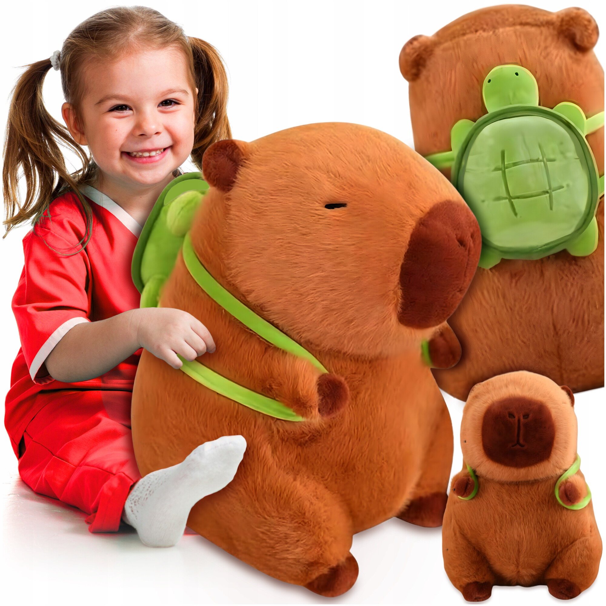 0fb5570ba894f86ee6b12f7d4ae89a7c.jpg Jucarie de plus Capybara cu rucsac detasabil tip broasca testoasa, 40 cm, maro - imagine 1
