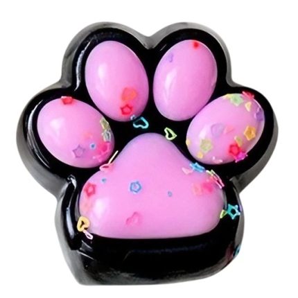 Jucarie antistres squishy, cu revenire lenta, model labuta de pisica cu sclipici, Squishi Pinch Family, roz deschis