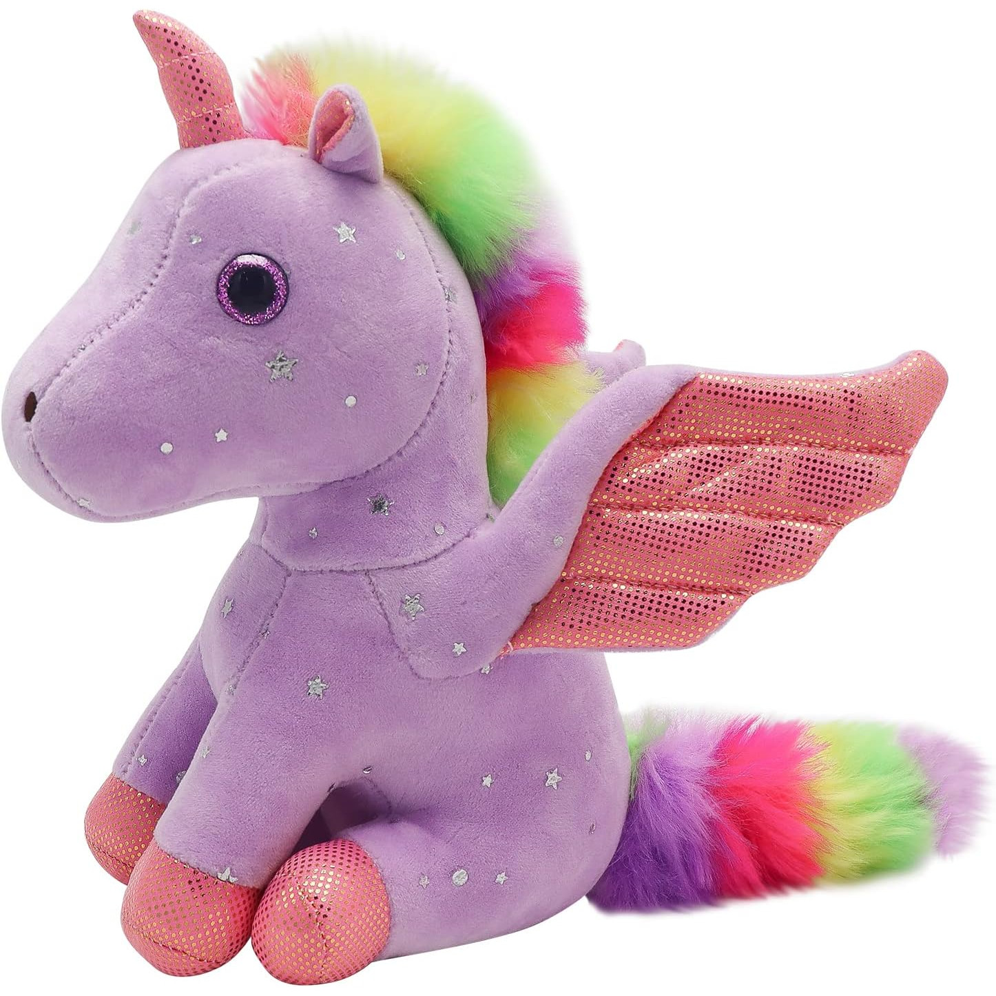 3bcbc95079c41896823b91aafde09b8e.jpg Jucarie de plus, Unicorn cu Aripi de Inger, Mov, 20 cm - imagine 1
