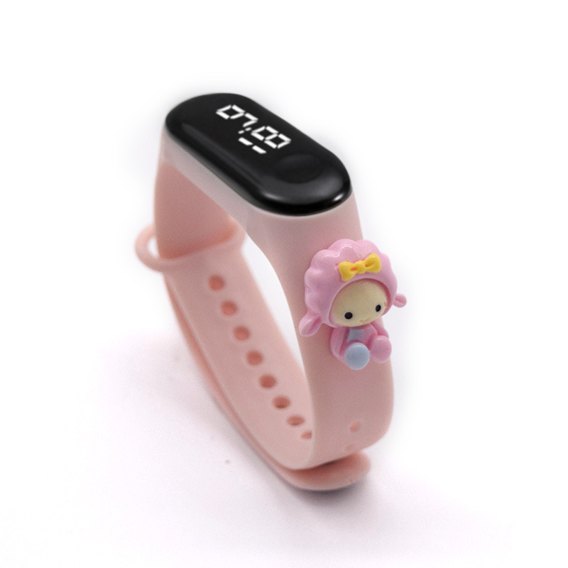 48efaf863e30f306cd38c3441bd395f2.jpg Ceas digital copii, Waterproof, Diferite personaje animate, OnePepito, afisaj ora data si secunde, curea reglabila silicon, roz - imagine 1