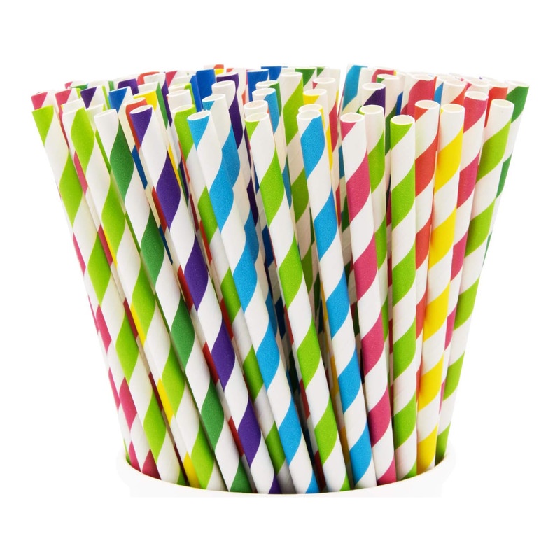 5374a363dbcc63d6dc39ae558e3d2460.jpg Set de paie ecologice, 100 bucati, multicolor, pentru bauturi, smoothie-uri, cocktailuri - imagine 1