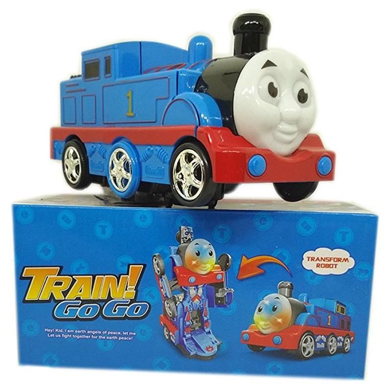 58581f0dfb3307fcbc049f1c3ffb9736.jpg Tren GO GO, transformabil in robot, muzica si lumina, 20 cm, 3 ani - imagine 1