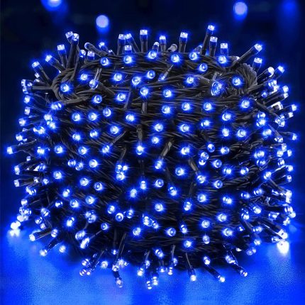 Instalatie Craciun Liniara, NEVERMORE, Interior/exterior, 8 jocuri de lumini, 30 m, 400 Led-uri, Albastru