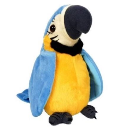 Papagal Vorbitor de Plus Interactiv de 22 cm, Albastru - Jucarie Amuzanta si Educativa pentru Copii, Reprezentare Realista cu Pene Pufoase, Functia de Repetare a Cuvintelor, Cadou Perfect pentru Orice Ocazie Speciala