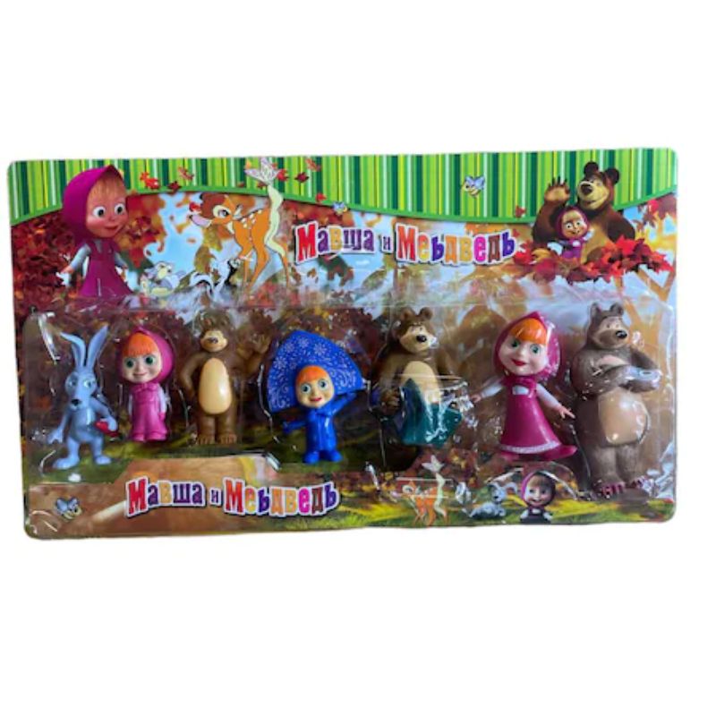 600792ddb43ae5246bf883ca705d200a.jpg Set 7 figurine Masha, Ursul si prietenii lor, 7 cm, multicolor - imagine 1