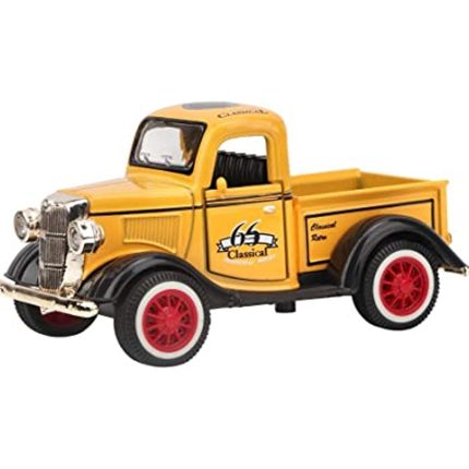 Masina de jucarie Karemi, de epoca, cu lumini si sunete, galbena, nr 02, 12x6x6 cm