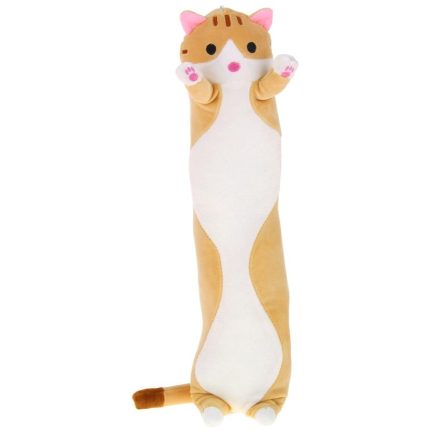 Jucarie de plus tip perna, pisica lunga, 90cm, Bej