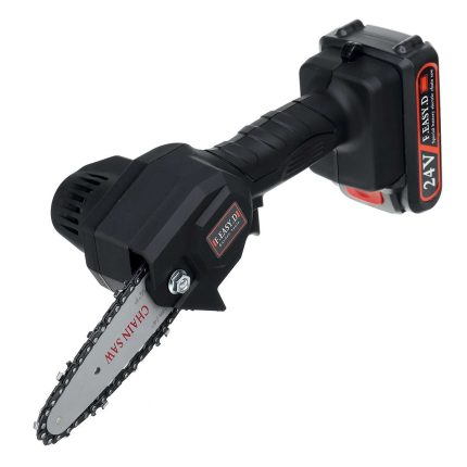 Mini fierastrau 700W cu lant electric portabil/ Drujba, 24V, 4500mAh, 2 Acumulator/Baterie, 2 Lanturi, Negru