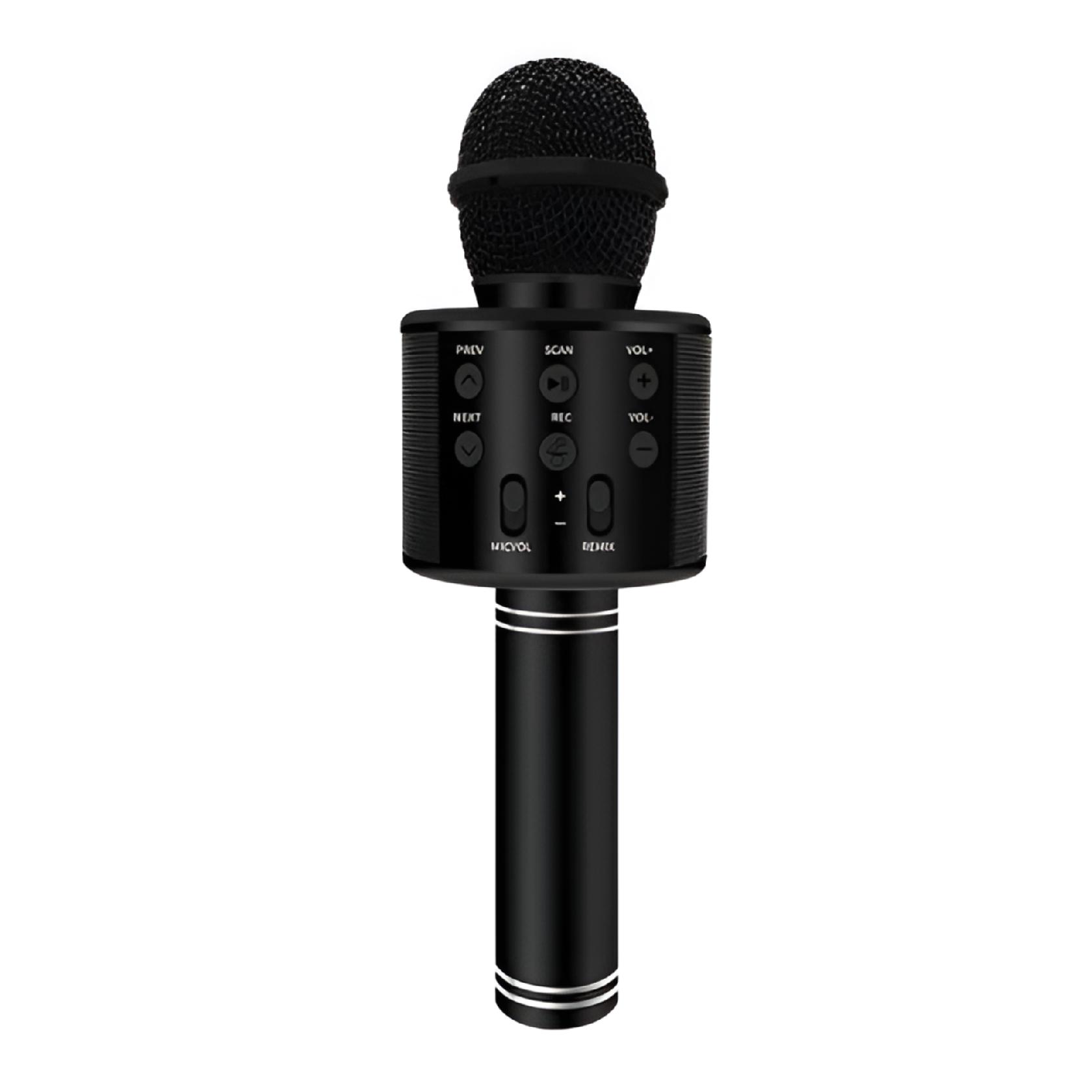 86ee732591bf2e13b00bdc4806f428b1.jpg Microfon Karaoke de copii Wireless, Boxa integrata, Card SD, multifunctional, stereo, Negru - imagine 1