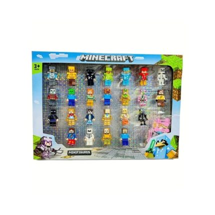 Set 24 Roboti, tip minecraft, multicolor, 5 cm