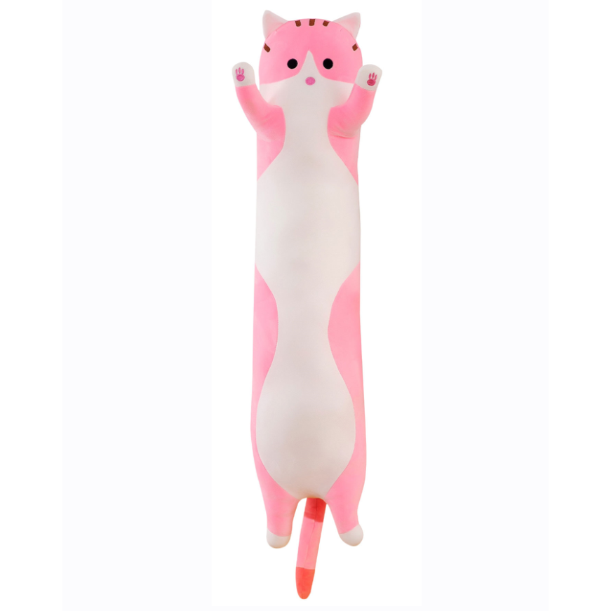9034d2a06c7d9dcbc6ecba3d56f833d6.png Jucarie din plus pentru pisici, perna, umplutura din bumbac, copii si adulti, lungime 70 cm, roz - imagine 1