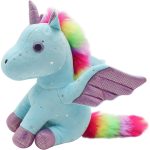 Jucarie de plus , Unicorn cu Aripi de Inger, Bleu, 20 cm