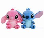 Set 2 Jucarii Din Plus AYDE, din desenele animate cu Lilo si Stitch, Detalii Brodate, Inaltime 20 Cm, Varsta +1, Culoare Albastru/Roz