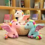 Jucarie de Plus, Unicorn cu aripi Roz, 30cm, ALB, AYDE - imagine 2