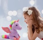 Jucarie de Plus, Unicorn cu aripi Roz, 30cm, MOV, AYDE - imagine 2