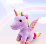 Jucarie de plus, Unicorn cu Aripi de Inger, Mov, 20 cm - imagine 3