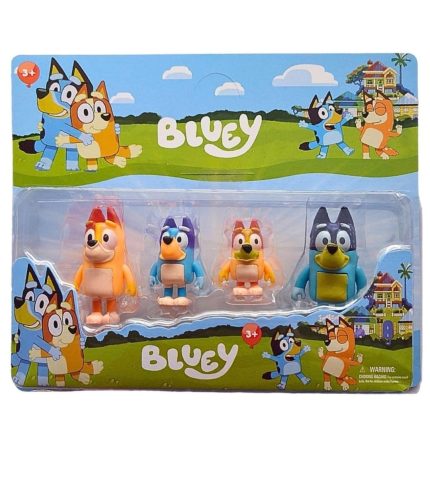Set de 4 figurine AYDE din animatia Bleuy, Contine personajele, Bluey, Bingo, Chilli, Bandit, 4+, Multicolor