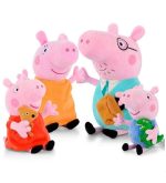 Set 4 jucarii de plus AYDE, Peppa Pig si familia, 20 cm