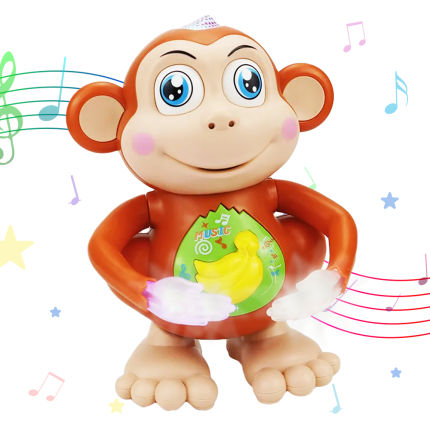 Jucarie Interactiva muzicala, cu lumini multicolore, Maimutica Dansatoare, 19x14 cm, 3+ ani, WP4026 AYDE