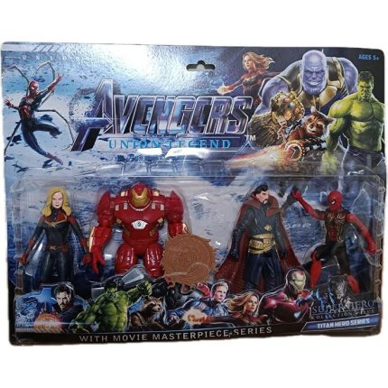 Set 4 figurine articulate tip super eroi Avengers, HulkBuster, IronMan, Doctor Strange, Captain Marvel, multicolor, + 5ani