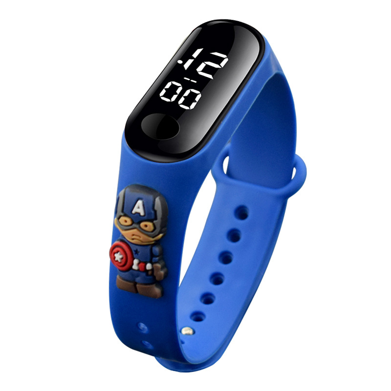 aa31c80c6a0dc4d549c444ed0f19b5d2.jpg Ceas pentru copii NUBI MI Band 10 Comics, LED, Curea din silicon, Captain America - imagine 1