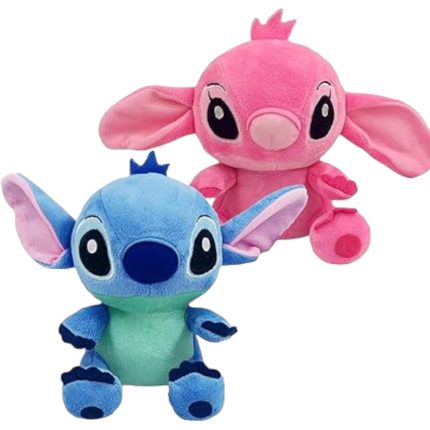 Set 2 Jucarii de Plus, Lilo & Stitch, 25 cm, Albastru/Roz