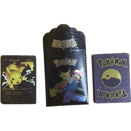 Plic carti Pokemon, 10 carti, negre, holograma