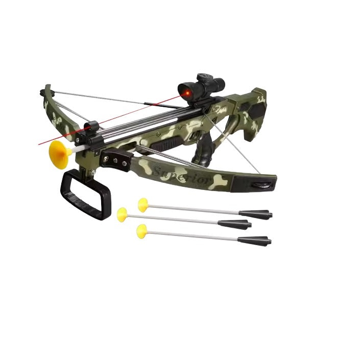 d3df3dc4906e6d0127e351e51983a66d.jpg Arbaleta de Jucarie, Crossbow, pentru Copii 6 ani+, cu Ghidaj Laser si 3 Sageti cu Ventuze, Verde Camouflage - imagine 1