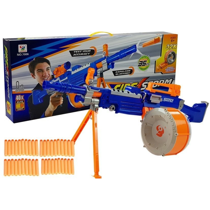 dc2d36fac26c5fec8f12977dd3a0e9f7.jpg Pusca pentru copii, Sniper, Plastic, Cartuse de spuma cilindrice incluse, Multicolor - imagine 1