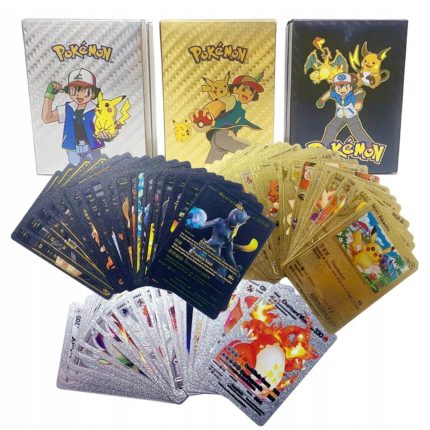 Set 3 pachete carti de joc  AYDE - Pokemon, 165 carduri Silver, Gold si Black
